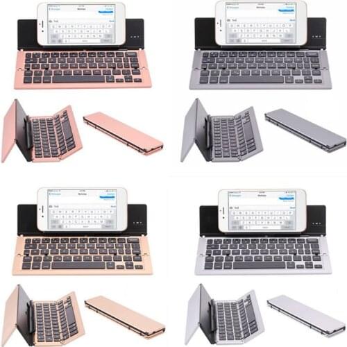Portable Mini Wireless Bluetooth Folding Keyboard Aluminum Alloy Foldable Rechargeable Travel Office Home Keypad