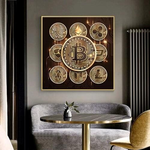 Nordic Bitcoin Poster and Prints Large Size Luxury Wall Art Canvas Paintings Decoration Picture for Living Room Home Cuadros