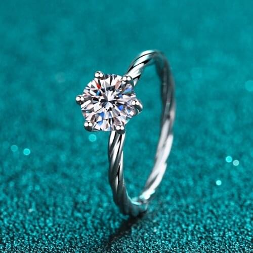 Passed Diamond Test Round Perfect Cut Good Quality Moissanite Rattan 1CT Ring 925 Sterling Silver Diamond Wedding Women Rings