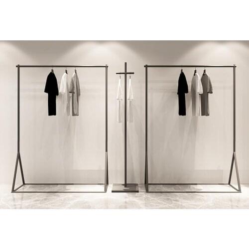 Simple clothes rack Shop Shop Show rack Ground-style womens clothing store retro clothing rack side hanger simple shelf
