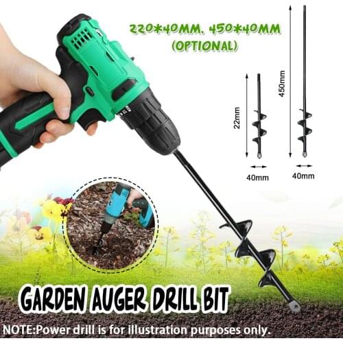 Garden Auger Drill Bit Spiral Hole Digger Tool 4mm Flower Planter Bulb HEX Shaft Drill Yard Garden Hole Digger Tool 22cm/45cm