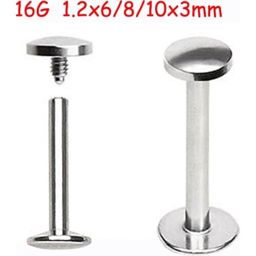 SaYao 2Piece Free Shipping Labret Ring 16G surgical Stainless Steel Round internally threaded Lip Rings Body Piercing Jewelry