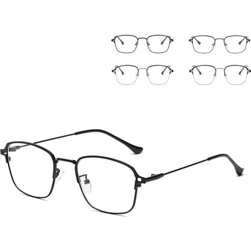 Seemfly Half Frame Retro Anti Blue Light Glasses Frame Men Classic Square Optical Flat Mirror Eye glasses Eyewear High Quality