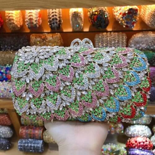 Women 2019 new Crystal Diamond Hollow Out Women Evening Bag Wedding Party Cocktail Shoulder Handbags Metal Clutches Purses purse