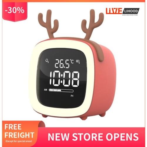 LED Alarm Clock Creative Cute Pet TV Alarm Clock Bedside Student Lazy Electronic Digital Clock Rechargeable Battery Operation