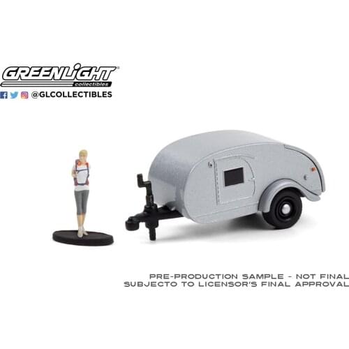 GreenLight 1:64 TEARDROP TRAILER W BACKPACKER Metal Diecast Alloy toy cars Model Vehicles For Children Boys gift hot