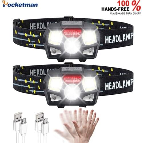 66000Lumens Ultra Bright LED Headlamp Motion Sensor Hard Hat Head Lamp Powerful Headlight USB Rechargeable Waterproof Work Light