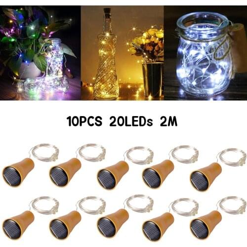 Solar Wine Bottle Lights 10Pack 20 LED Solar Cork String Lights Copper Wire Cork Lights Fairy Light for Home Party Wedding Decor