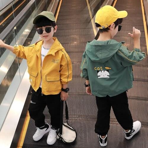 Cute Cat Spring Autumn Boy Coat Jackets Overcoat Top Kids Teenage Gift Children Clothes Gift Formal School High Quality