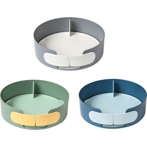 Turntable Storage Basket Box Rotatable Spice Rack with Door Seasoning Bottles Holder Shelf Spinning Tray Organizer