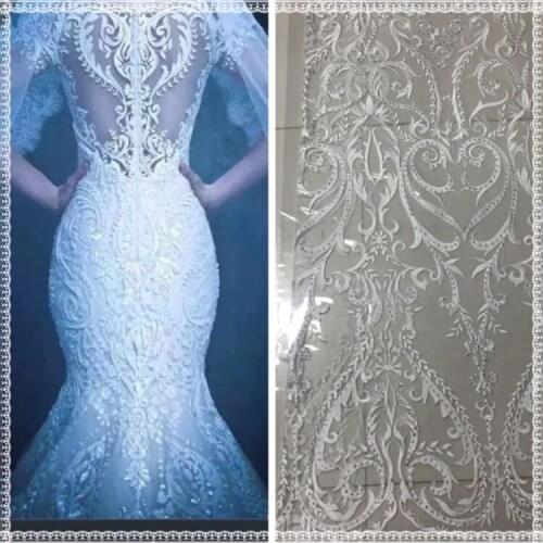 High quality embroidery net lace fabric off white Switzerland Nigerian lace fabrics with stone for wedding
