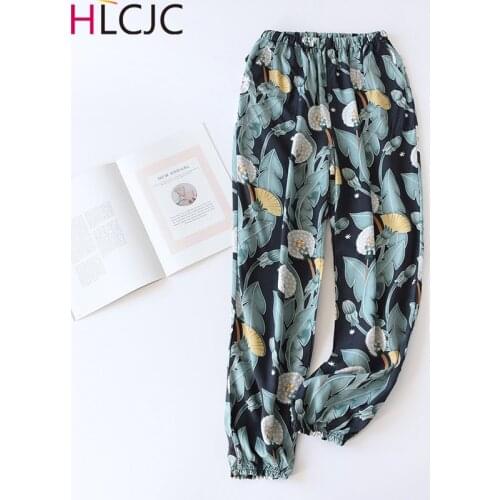 2020 Summer Cotton Printing Women Pajama Bottoms Elastic Waist Ankle-Length Pants Sleep Wear for Women Lounge Wear Closing Pants