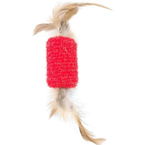 1pc Pet Cat Feather Rolling Toys Cat Chew Toy Plush Fake Feather Kitten Play Toy Cat Play Toy Kitten Chew Toy