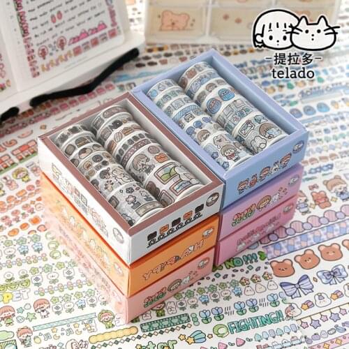 12 Pcs/set Cute Girl Heart Cartoon Washi Tape DIY Fashion Journal Scrapbooking Stickers Diary School Stationery Supplies Kawaii