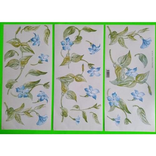 12 packs/box PVC PERIWINCA floral sticker - DIY wall plate kitchen door cup vase tile accessory functional toy hobby living room