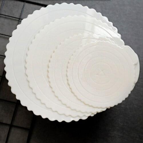 2/4pcs Reusable Plastic Cake Boards Round Lace Cake Mousse Base Cupcake Dessert Tray for Home Wedding Birthday Party 6/8/10inch