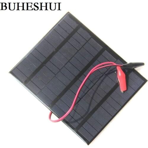 BUHESHUI 3.5W 18V Solar Cell Polycrystalline Solar Panel Chager+Crocodile Clip For Charging 12V Battery System 165*135*3MM 2pcs