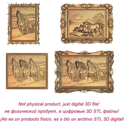 4 pieces Running horse 3D STL Model for CNC Router Engraver Carving Machine Relief Artcam aspire M59