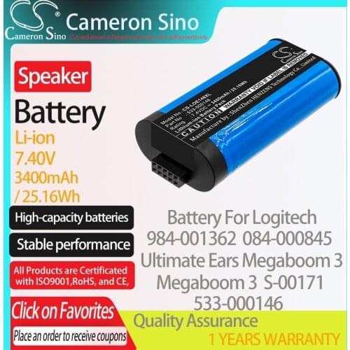 CameronSino Battery for Logitech 984-001362 084-000845 Ultimate Ears Megaboom 3 S-00171 fits Logitech 533-000146 Speaker Battery