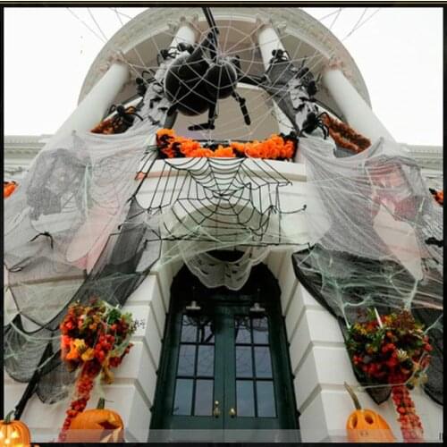 Halloween Scary Party Scene Props White Stretchy Cobweb Spider Web Horror Halloween Decoration For Bar Haunted House