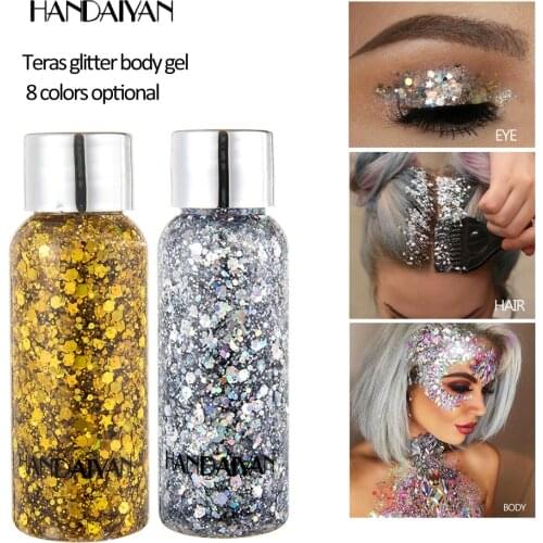9Color Eye Glitter Nail Body Hair Face Glitter Gel Art Flash Heart Sequins Loose Cream Glitter Festival Decoration Festval Party