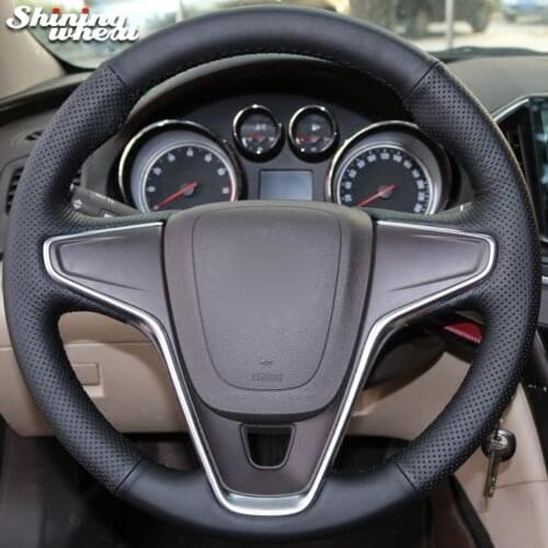 Shining wheat Black Leather Car Steering Wheel Cover for Buick Regal Opel Insignia 2014 2015