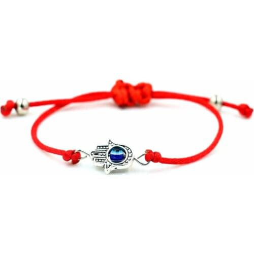 BPPCCR Luckly Silver color Hamsa hand Lion Amulet bracelet Red rope thread string braided men women Reiki hombre Chakra pulseira