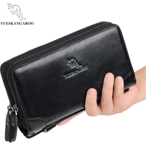 Yuesen kangaroo mens wallet with coin bag long zip coin purse mens clutch bag business mens wallet double zipper large wallet
