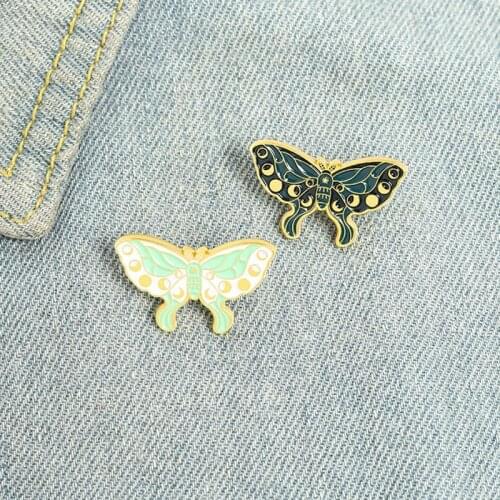 Brooch Moon Phase Enamel Pins Day And Night Badges Animal Buterfly Women Jewelry Gifts For Nature Lover