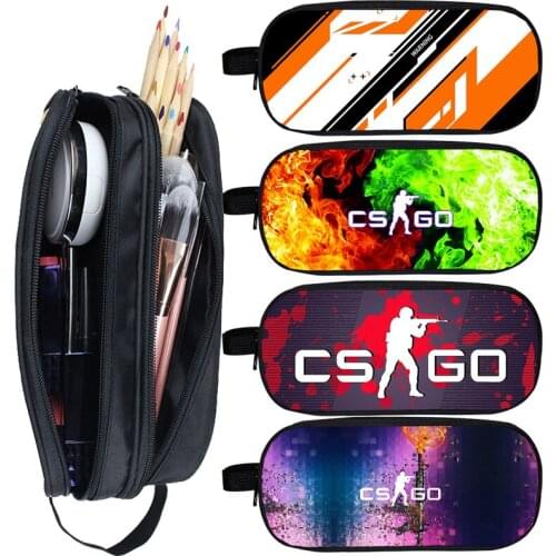 3D CSGO Pencil Case Makeup Bag Cosmetic Bag Shooting Game Storage School Supplies Stationery Zipper Anime Counter Strike Pouch
