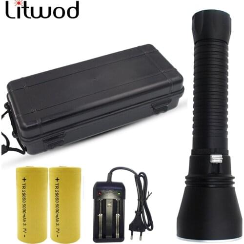 Cree Lamp Diving Flashlight Light Waterproof 2* 26650 Or 18650 Rechargeable Battery Xhp70 Shock Resistant,Hard Defense Led