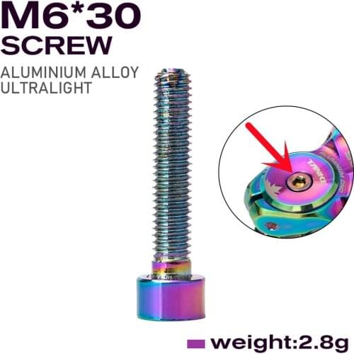 TANKE Colorful Aluminum Bike Headset Bolt Bicycle Stem Top Cap Screw M6x30 Aluminum Alloy Cycling Bicycle Components Parts