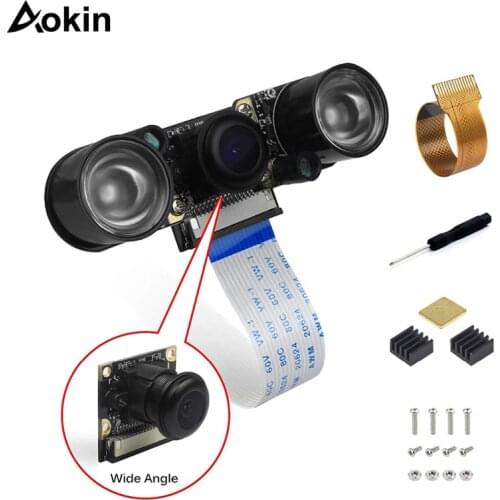 For Raspberry Pi 3 Camera Fisheye Wide Angle 160 Degree IR Camera 5MP 1080P Flexcable Heatsink for Raspberry Pi 3 Model B