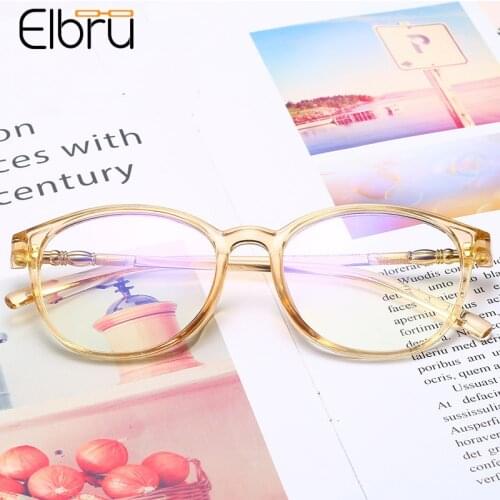 Elbru Vintage Ultralight Transparent Glasses Frame For Women Men Fashion Retro Clear Lens Eyeglasses Colorful Optical Spectacles