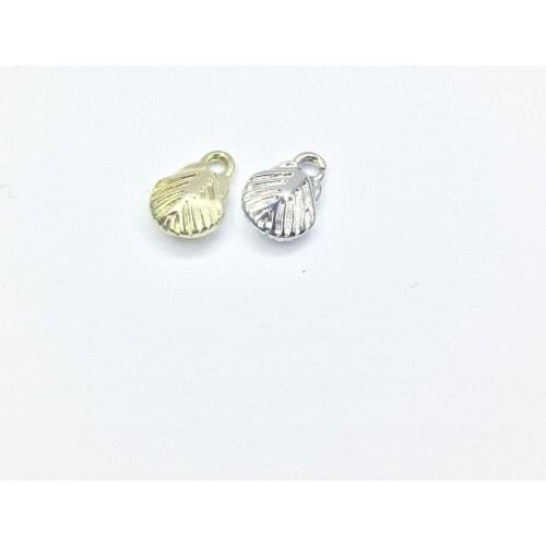 Eruifa 30pcs 7mm Double Side Mini Shell Coin gold/Silver plated Zinc alloy Charms Pendant Jewelry DIY Necklace 2 colors