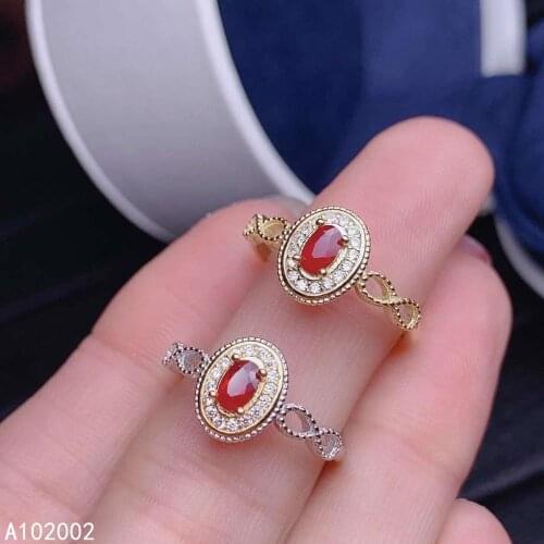 KJJEAXCMY fine jewelry natural garnet 925 sterling silver adjustable gemstone women ring support test classic exquisite