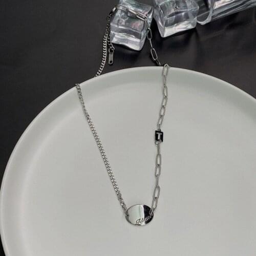 Korean Fashion Charm Chokers Necklace Geometric Round Bead Pendant Necklaces For Women Boho Silver Color Clavicle Chain Necklace