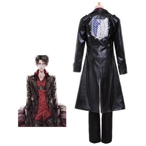 Cuscospiay Anime Attack on Titan Cosplay Costumes Levi Ackerman Trench Recon Corps Against The Wings Cosplay Costume Custom Made