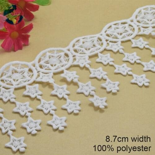 8.7cm white polyester embroidery lace french lace ribbon fabric guipure diy trims warp knitting sewing Accessories#3749