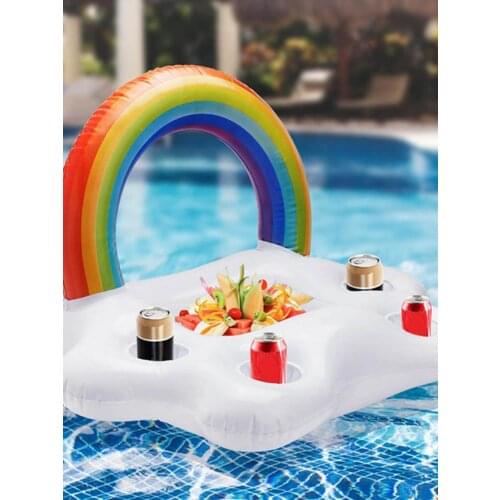 Summer Party Bucket Rainbow Cloud Cup Holder Inflatable Swimming Pool Floating Beer Drinker Table Bar Tray Theme Party