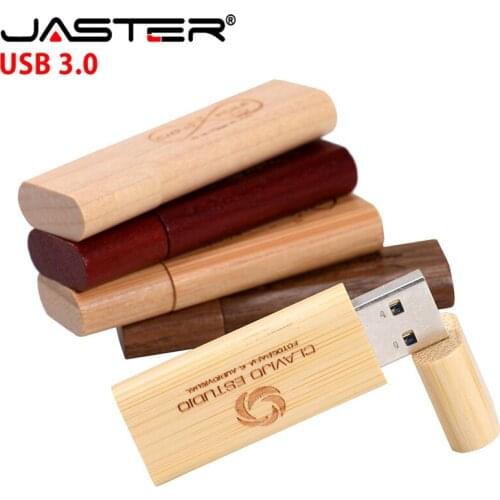 JASTER USB 3.0 2019 hot selling wooden round long Article pendrive 4GB 8GB 16GB 32GB 64GB USB flash drive (free custom logo)