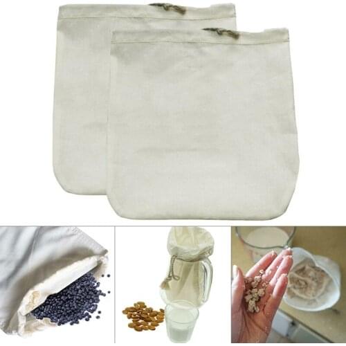 Strainer Bag Food Milk Nut Cotton/Hemp Grade Reusable Filter 30x30cm FP8