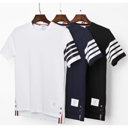 2021 Fashion TB THOM Brand T-Shirt Men Women Short sleeve Casual Clothing Solid Summer Couple O-neck Cotton Shirts