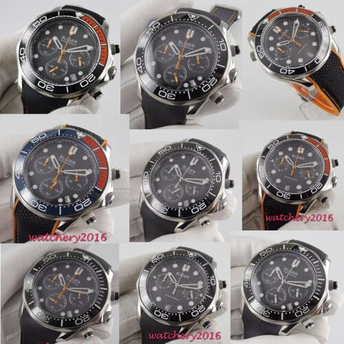 41mm Bliger black dial ceramic bezel Sapphire date quartz movement mens watch
