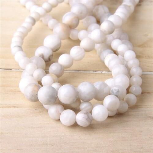Natural Stone Crazy Agat Beads 6-12 mm Polished White Agates Gem Stone Round Beads For DIY Jewelry Making Bracelets Necklace 15"
