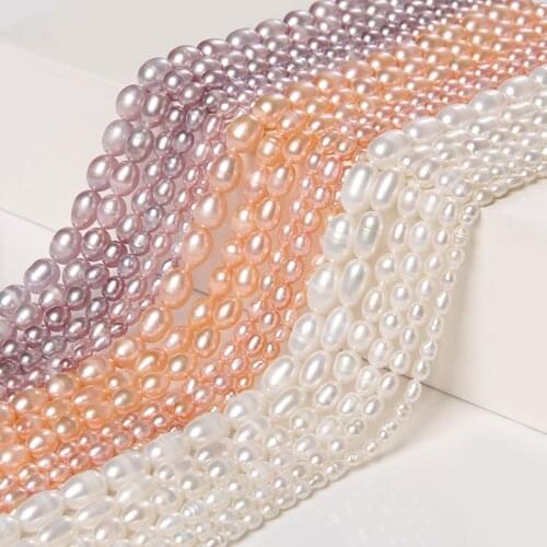Natural Freshwater Rice Shape Pearls 3-9 mm Pink High Luster Smooth Tiny Pearls Beads For DIY Making Jewelry Accessory Bracelets