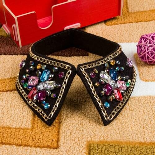 New Black beading fake false collar for women punk detachable collars for choker Rhinestone Beads Sewing apparel accessories