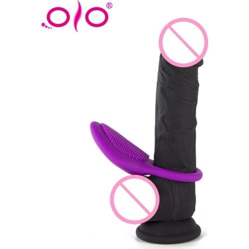 OLO USB Charging Elastic Vibrating Cock Ring Delay Time Ejaculation Lock Fine Ring Penis Sexual Intercourse Adult Toy For Men