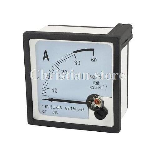 AC 0-30A Panel Ampere Meter Multitester Amperemeter SQ-72 Black White