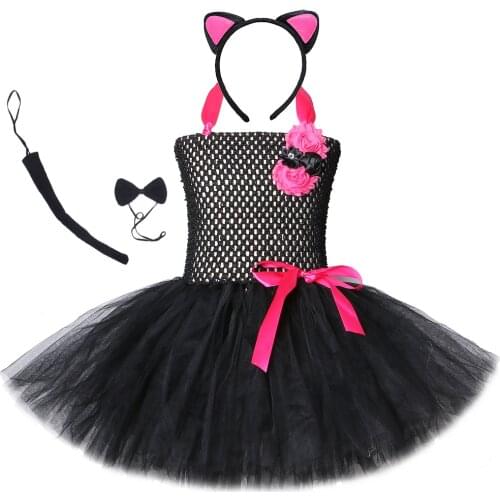 Black Cat Tutu Dress for Baby Girls Christmas Halloween Costume Kids Animal Cute Dresses for Girl Toddler Birthday Clothes Set